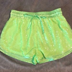 Sparkly lime green shorts